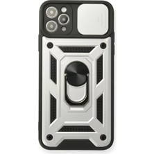 Trend Kapında Apple iPhone 11 Pro Kılıf Pars Lens Yüzüklü Silikon - Gümüş