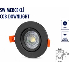 Lampist 5W Siyah Kasa Mercekli Yuvarlak Cob Downlıght 6500K