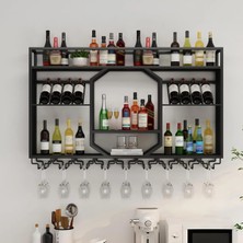 Merzana Metal Duvar Şaraplığı – Kadeh Askılı Duvar Bar Ünitesi ve Şarap Düzenleyici