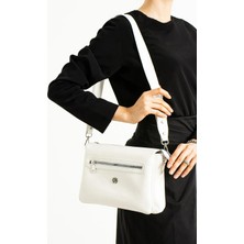 Just Polo Kadın Beyaz Lüks ve Şık Ayarlanabilir Askılı Omuz Çantası Shopper
