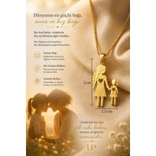 Up Atelier 925 Ayar Gümüş Özel Tasarım Anne Kız Gold Renk Kolye