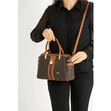 Just Polo Kadın Kahve Taba Monogram El ve Omuz Çantası Yeni Sezon 2201MH