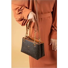 Just Polo Orijinal Kadın 3 Bölmeli Zincir Detaylı Ayarlanabilir Askılı Lüks El & Omuz Çantası Shoulder Bag