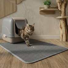 Uygur Home XL Elekli Kedi Kum Paspası 60x80 cm Gri Petek Dokulu Kedi Kum Yakalama Özelliği