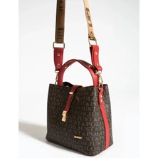 Just Polo Kadın Orta Boy Su Geçirmez Suni Deri Baskılı El ve Omuz Çantası Shopper 342055PC