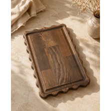 Famwood Art Dikdörtgen Papatya Doğal Ahşap Peynir ve Sunum Tabağı, Kahvelik, Yağdanlık, Pasta ve Kek Standı %100 Çam