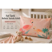 ICON SILK %100 Saf Ipek Bebek Yastık Kılıfı (Pembe Flamingo)
