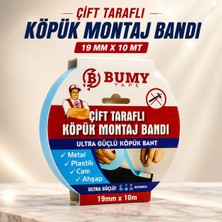 Bumy Çift Taraflı Köpük Montaj Bandı 19 mmX 10 metre İç Ve Dış Mekan Kullanıma Uygun Bantı Bantları