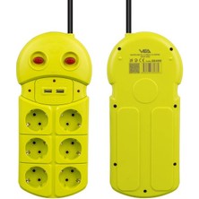 Trend Kapında Vea VE-970USB 6’lı 2 Usb’li 1.5 Metre Grup Priz