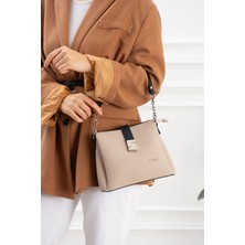 Just Polo Kadın Polo Kumaş Jp Gümüş Logolu Şık El ve Omuz Çantası Shoulder Bag Ebat: 23 x 18 cm