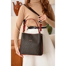 Just Polo Kadın Monogram Baskılı El ve Omuz Çantası Ebat 25 x 25