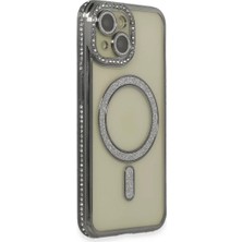 Trend Kapında Apple iPhone 14 Kılıf Joke Simli Magneticsafe Kılıf - Gri