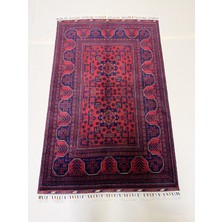 El Dokuma Afgan Halı Bordo Renk Kök Boya 101 x 152 cm