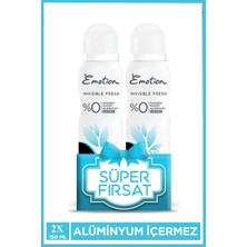 Herşey Trend 2 Adet Emotion Invisible Fresh Black & White Kadın Deodorant 150ML Vegan, Leke Bırakmaz