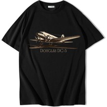 Brz Collection Unisex Oversize Douglas Dc3 T-Shirt Siyah