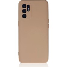 Trend Kapında Oppo Reno 6 Kılıf Nano Içi Kadife Silikon - Pudra