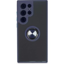Trend Kapında Samsung Galaxy S23 Ultra Kılıf Montreal Yüzüklü Silikon Kapak - Lacivert