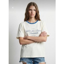 Cns Woman Yazılı Triko Yaka Oversize T-Shirt