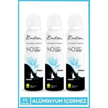 Herşey Trend 3 Adet Emotion Invisible Fresh Black & White Kadın Deodorant 150ML Vegan, Leke Bırakmaz