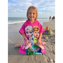 Cg Kids Frozen Friends Panço Pembe Kapüşonlu Plaj ve Havuz Havlusu