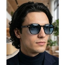 Funeyes Ametist Geometrik Siyah Lacivert Degrade Unisex Güneş Gözlüğü Erkek Kadın Unisex Asetat Sağlam Premium Özel Seri