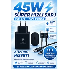 Exonix 45W (Watt) Samsung Uyumlu Süper Hızlı Şarj Uyumlu Başlık | Type-C To Type-C Kablo Set Beyaz