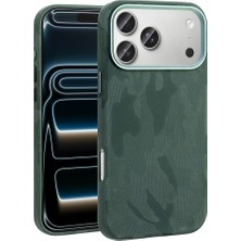 Rengareng iPhone 17 Pro Kılıf M-Safe Şarj Özellikli Kamuflaj Tasarımlı Mnc Sera Sert Pc Kapak - Koyu Yeşil