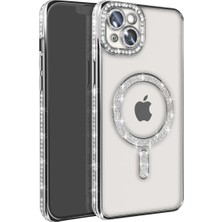Trend Kapında Apple iPhone 14 Kılıf Joke Simli Magneticsafe Kılıf - Gümüş