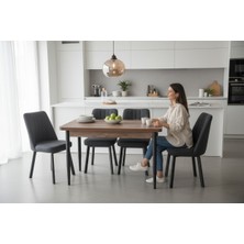 Efe Mobilya T-6019 Kemençe Mdf 70X120 Karegold  Sandalye Antrasit 4 Kişilik Mutfak Masası Takımı