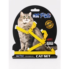 Pati Kedi Göğüs Tasması ve Kayışı , Gezdirme Seti Sarı