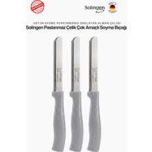 Solingen Ritter 3 Adet Gri Paslanmaz Çelik Çok Amaçlı Soyma Bıçağı - Alman Çeliği & Tırtıklı Keskin Ağız