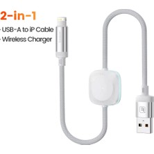 Toocki 2 In 1 iphone Lightning Şarj Kablosu ve Manyetik Apple Watch 1/2/3/4/5/6/7/8/9/ultra/ultra2/se/se2 Uyumlu Şarj Cihazı