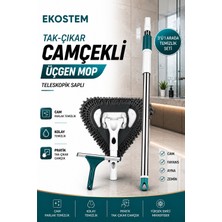Ekostem Tak Çıkar Camçekli Üçgen Mop – Cam, Fayans, Duvar ve Zeminler Için Mikrofiber Temizlik Seti