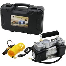 Trend Kapında Çift Silindir Oto - Araç Hava Kompresörü DC/12V - 23AMP - 150PSI Fenerli Bar Göstergeli