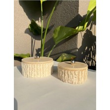 Miarik Design Dekoratif Mermer Taş Kutu Gümüş Top Pirinç Kulp Detayli 2 Li Kutu