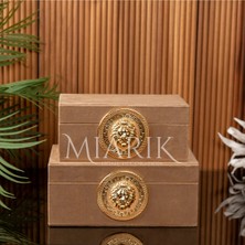 Miarik Design Dekoratif 2li Aslan Süet Deri Kutu
