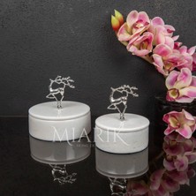 Miarik Design Beyaz Mermer Pirinç Kulplu 2 Li Dekoratif Kutu