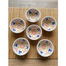 Lueeci Seramik El Yapımı Dantelli Kase Reçellik, Sosluk, Çerezlik, Lokumluk 6'lı 8 cm