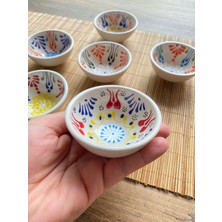 Lueeci Seramik El Yapımı Dantelli 1 Kase Reçellik, Sosluk, Çerezlik, Lokumluk 6'lı 8 cm