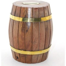 Pirinç Ahşap Fıçı Kumbara 12.5 cm WB535