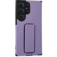 Trend Kapında Samsung Galaxy S23 Ultra Kılıf Mega Standlı Silikon - Lila