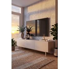 Yurudesign Coast Tv Ünitesi Sehpası 3 Kapaklı Ahşap Ayaklı 180CM Kumsal Co1-Co