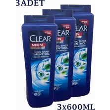 Belirtilmemiş Men Şampuan, Kepeğe Karşı Etkili, Cool Sport Ferahlatıcı Menthol Etkisi 3 Adet (3X600 Ml)