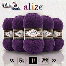 Alize Süperlana Klasik - 44 Mor - 5'li Paket - 100GR/280M - El Örgü Ipi - Atkı Yelek Kazak Ipi