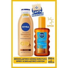 Belirtilmemiş Sun SPF30 Güneş Koruyucu Bronzluk Vücut Spreyi 200ML ve Q10 Bronzlaştırıcı Losyon 250ML,ÇANTA Hediye