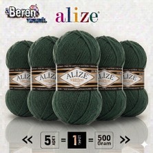 Alize Süperlana Klasik - 469 Çam Yeşili - 5'li Paket - 100GR/280M - El Örgü Ipi - Atkı Yelek Kazak Ipi