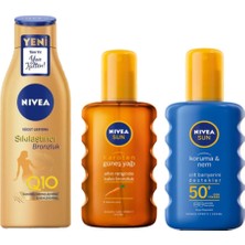 Belirtilmemiş Q10 Sıkılaştırıcı & Bronzluk Vücut Losyonu 200 Ml+Güneş Yağı 200 Ml+Koruma Nem Sprey 200 ml