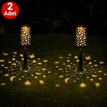 Maetheus 2'li Solar 43 cm Güneş Enerjili Bahçe Lambası Solar Dekoratif Kazık Aydınlatma Balkon Teras Yürüyüş Yolu