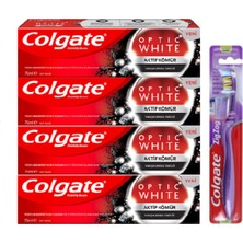 Belirtilmemiş Optic White Aktif Kömür Beyazlatıcı Diş Macunu x 4 + Zigzag Diş Fırçası