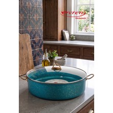 EVREN MUTFAK 36 cm Green(Yeşil) Maksi Basık Tencere, Non-Stick Pilav Karnıyarık Kavurmalık Tenceresi 8 Lt